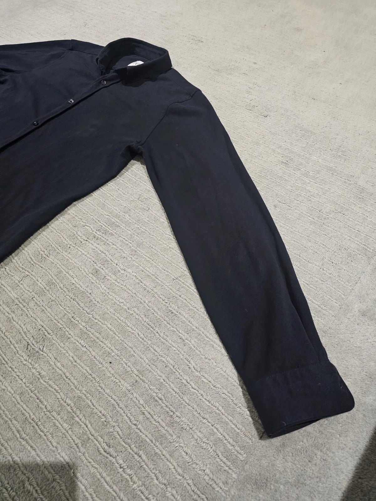 Zara Mens Slim Fit Long Sleeved Shirt | Button Down Collar | Navy Blue | Excelle - Image 5