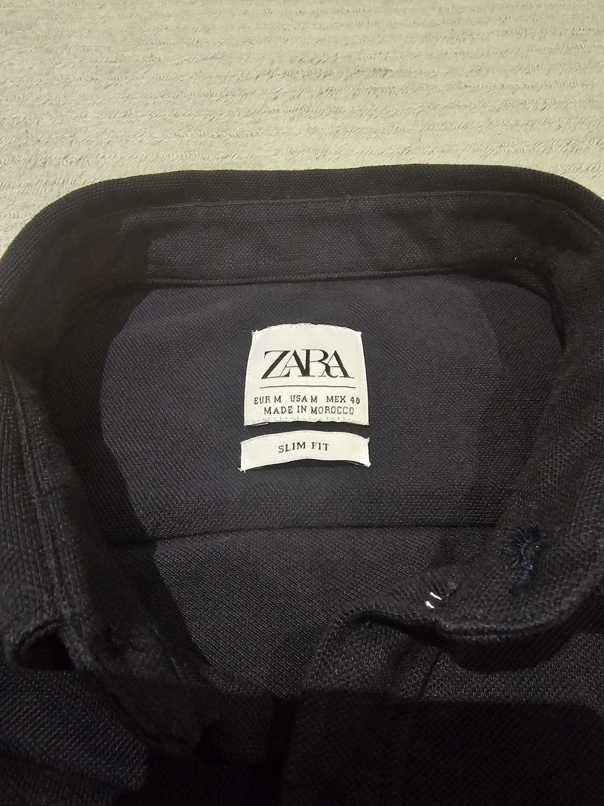 Zara Mens Slim Fit Long Sleeved Shirt | Button Down Collar | Navy Blue | Excelle - Image 8