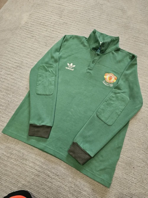 1985 MANCHESTER UNITED Adidas Originals FA Cup Goalkeeper Football Shirt Large