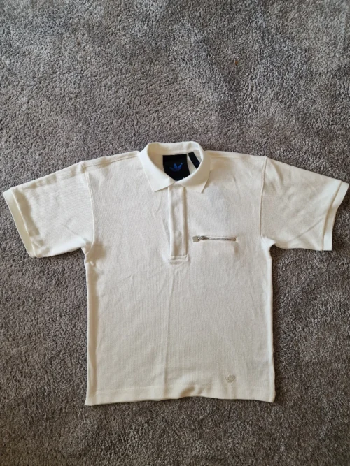 Adidas Blue Tie Break Polo Shirt White Small - Tennis Oversized - Wimbledon Tenn